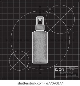 Vector blueprint sprayer bottle on engineer and architect background 