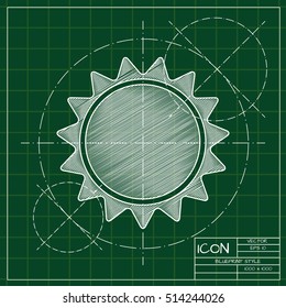 Vector blueprint sun icon . Engineer and architect background. 