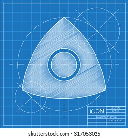 Vector blueprint tailor chalk icon on engineer or architect background.  