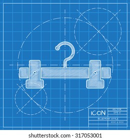 Vector blueprint tailor hanger icon on engineer or architect background.  