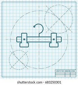 Vector blueprint tailor hanger icon on engineer and architect background 