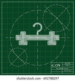 Vector blueprint tailor hanger icon on engineer and architect background  