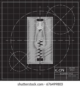 Vector blueprint tailor zipper icon on engineer and architect background 