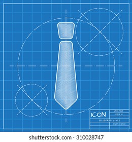 Vector blueprint tie icon . Engineer and architect background. 