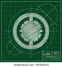 Vector blueprint tomato slice icon on engineer and architect background  