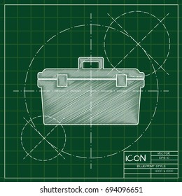 Vector blueprint toolkit icon on engineer and architect background  . Industrial equipment 