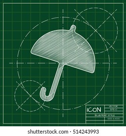 Vector blueprint umbrella icon . Engineer and architect background. 