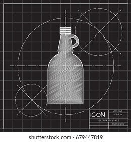 Vector blueprint vinegar bottle template on engineer and architect background 