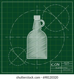 Vector blueprint vinegar bottle template on engineer and architect background  