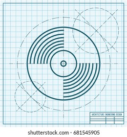 Vector blueprint vinyl icon on engineer and architect background 