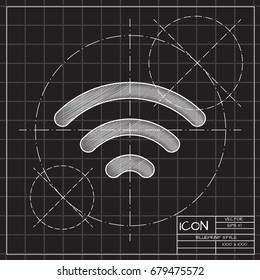 Vector blueprint wifi icon on engineer and architect background. Business collection 