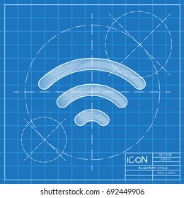 Vector blueprint wifi icon  on engineer and architect background. Business collection 