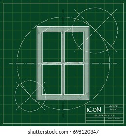 Vector blueprint window icon on engineer and architect background  