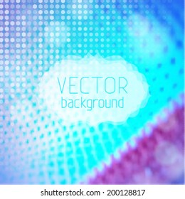 Vector blur background with white badge and bokeh. Blur retro backdrop. There is place for your text.