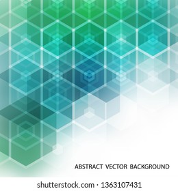 The vector blur hexagon blue green backgroun