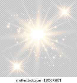 Vector blur in motion glow glare. Isolated transparent background. Decor element. Horizontal star burst rays and spotlight.