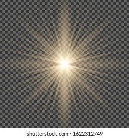 Vector blur in motion glow glare. Isolated transparent background. Decor element. Horizontal star burst rays and spotlight.