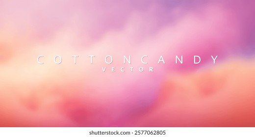 Vector blurred airy bright clouds. Hazy vanilla heavenly skies. Cotton candy. Sweet background or wallpaper. Dense grid.