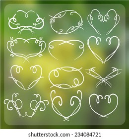 Vector blurred backgraund, nature view. Web and mobile interface template. Website design. A set of frames in pencil style