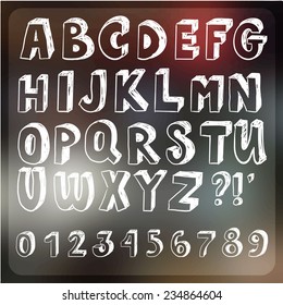 Vector blurred backgraund, nature view. Web and mobile interface template. Website design. Alphabet and objects drawing freehand pencil style. 