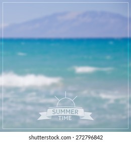 Vector blurred background - blue sea. Zakynthos Island in Greece