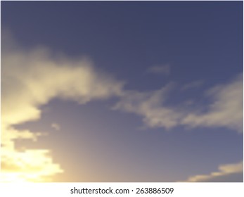 Vector blurred background of blue sky with clouds 