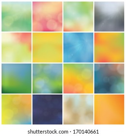 Vector blurred background collection. Pack of unique blurry background with with soft circles