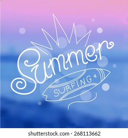 vector blurred background with hand lettering