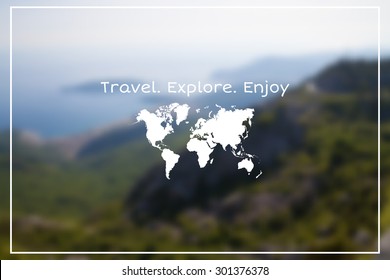 Vector blurred background of mountain landscape. Sky and trees. Vector version 