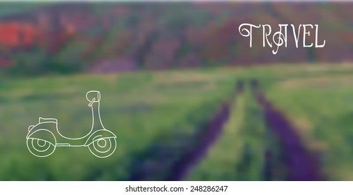 Vector blurred background with road. motorbike. travel