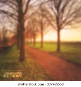 Vector blurred background. Rural landscape background. Abstract vector backdrop. Nature background. Vector mesh background. Bright colors vector wallpaper