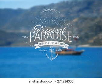 Vector blurred background with sea landscape 