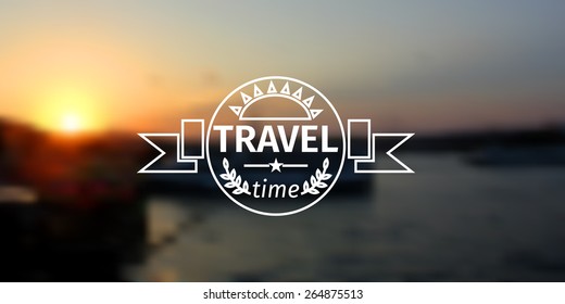vector blurred background with sea. logo