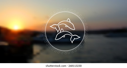 vector blurred background with sea. logo