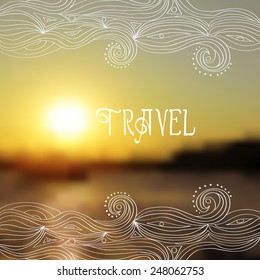 vector blurred background with sea. wave, travel logo