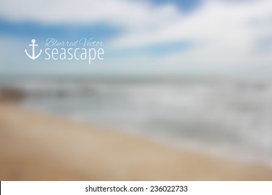 vector blurred background, seascape with blue cloudy sky