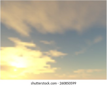 Vector blurred background of sky with clouds