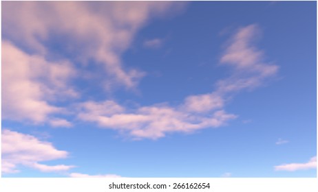 Vector blurred background of sky with pink clouds