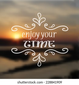 vector blurred background with sunset. Enjoy your time