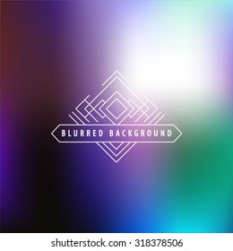 Vector blurred background with transition of bright colors. Minimalistic unfocused backdrop with hipster geometric logo.