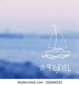 vector blurred background with yacht