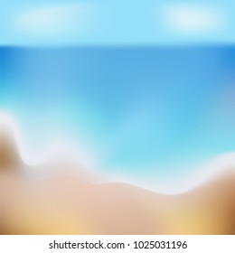 Vector blurred beach and ocean for treveling card, and summer background.