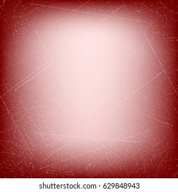 Vector blurred bright red background. Dark edges. Square vintage backdrop. Gradient. Abstract fond. Colorless. Old vinous photo filter. Neutral fond. Scratch. Worn surface. Noise. White blur.