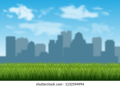 Vector blurred city background with bokeh effect. Backdrop for banner, brochure, flyer, advertising booklet