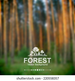 Vector blurred forest background.