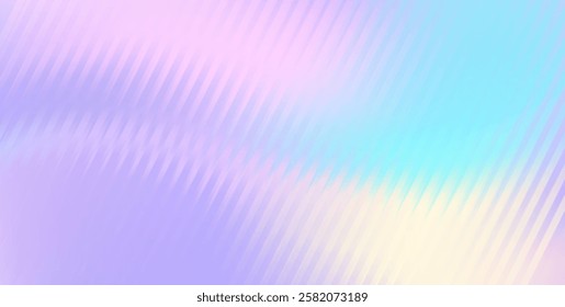 Vector Blurred holographic gradient background. Ribbed glass texture.