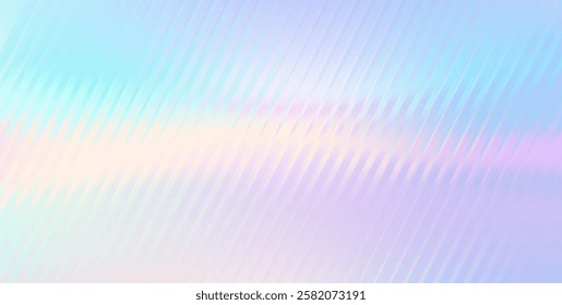 Vector Blurred holographic gradient background. Ribbed glass texture.