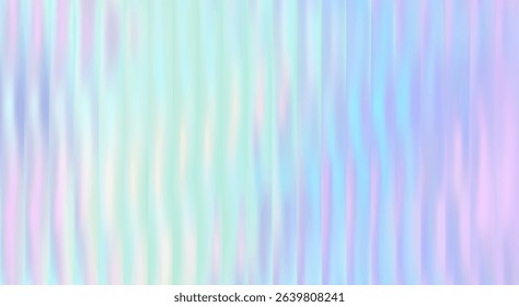 Vector Blurred holographic gradient background. Ribbed glass texture.  Pastel bg.