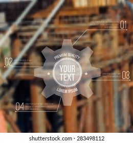 Vector blurred industrial background with label. Can be used as website or infographic template.
