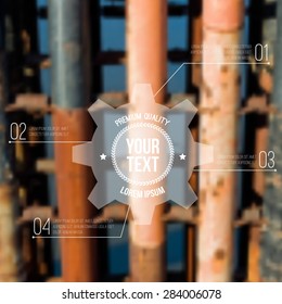 Vector blurred industrial background with label. Can be used as website or infographic template.
